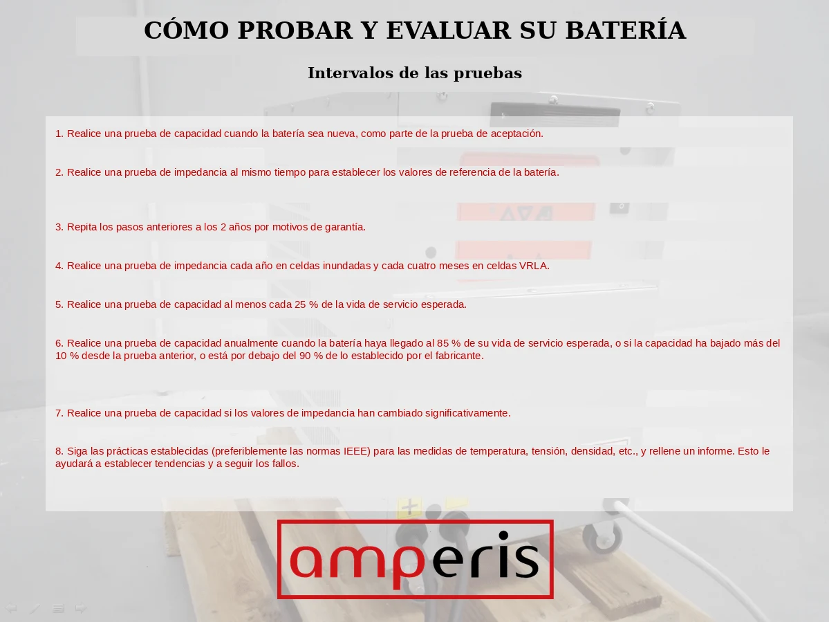 Cómo probar y evaluar una batería industrial: los ocho intervalos de prueba recomendados