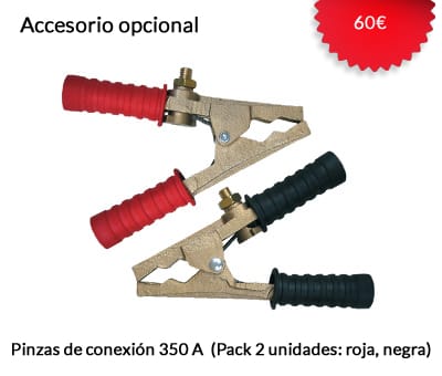 Pinzas de conexión 350 A (Opcional) 60€. (Pack 2 unidades: roja, negra)